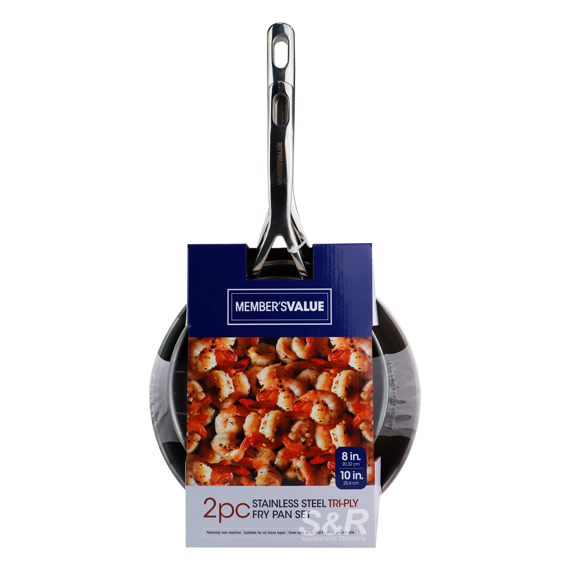 Member's Value Stainless Steel Tri-Ply Fry Pan Set 2pcs Member's Value Stainless Steel Tri-Ply Fry Pan Set 2pcs